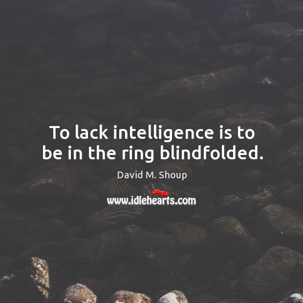 To lack intelligence is to be in the ring blindfolded. Image