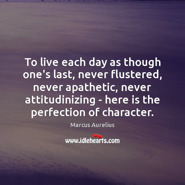 To live each day as though one’s last, never flustered, never apathetic, 