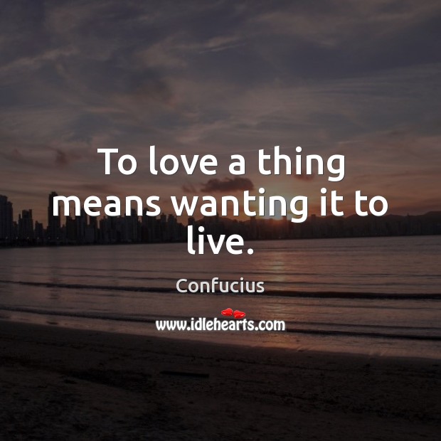 To love a thing means wanting it to live. Image