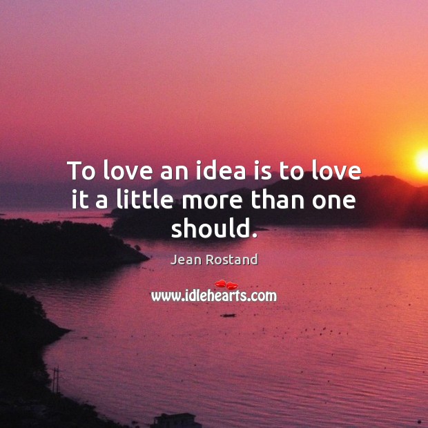 To love an idea is to love it a little more than one should. Image