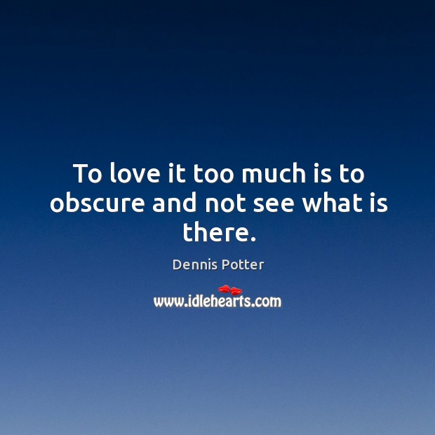 To love it too much is to obscure and not see what is there. Image