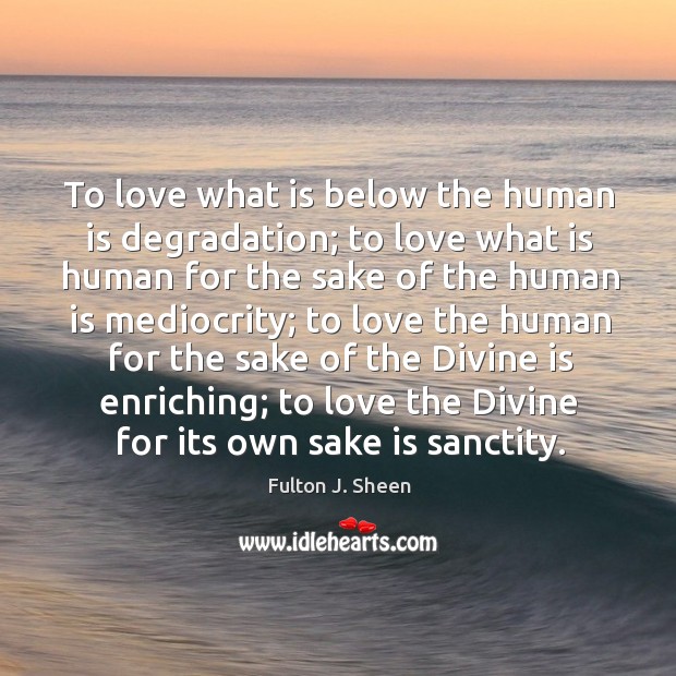 To love what is below the human is degradation; to love what Image