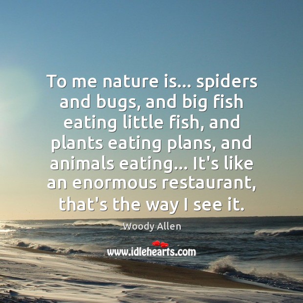 To me nature is… spiders and bugs, and big fish eating little Image