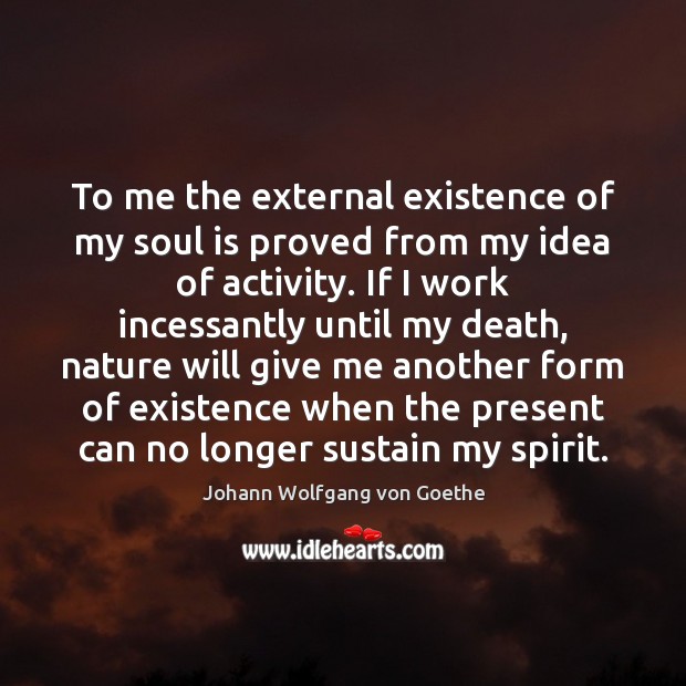 To me the external existence of my soul is proved from my Image