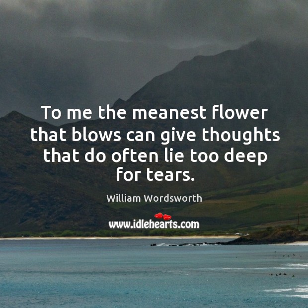 To me the meanest flower that blows can give thoughts that do often lie too deep for tears. Image