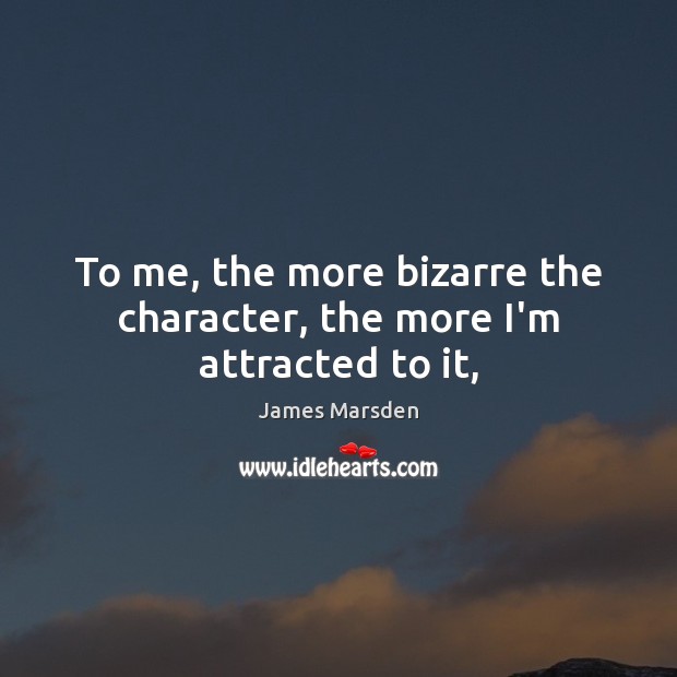 To me, the more bizarre the character, the more I’m attracted to it, James Marsden Picture Quote
