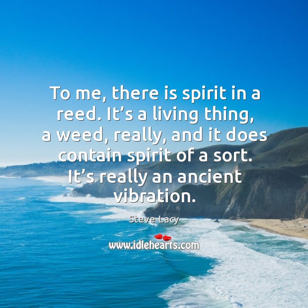 To me, there is spirit in a reed. It’s a living thing, a weed, really, and it does contain spirit of a sort. Image