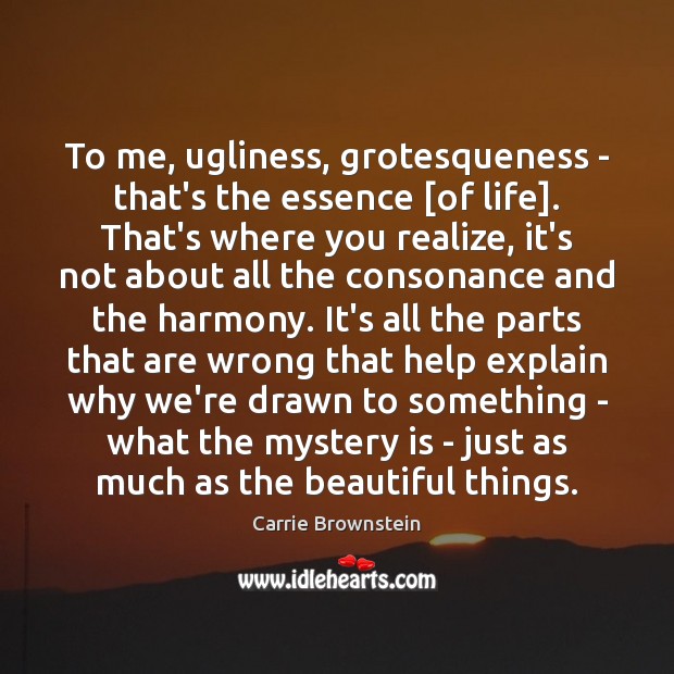 To me, ugliness, grotesqueness – that’s the essence [of life]. That’s where Image