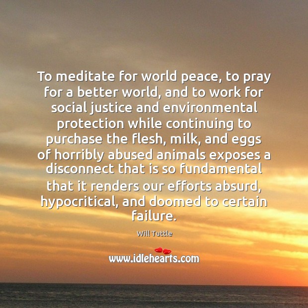 To meditate for world peace, to pray for a better world, and Failure Quotes Image