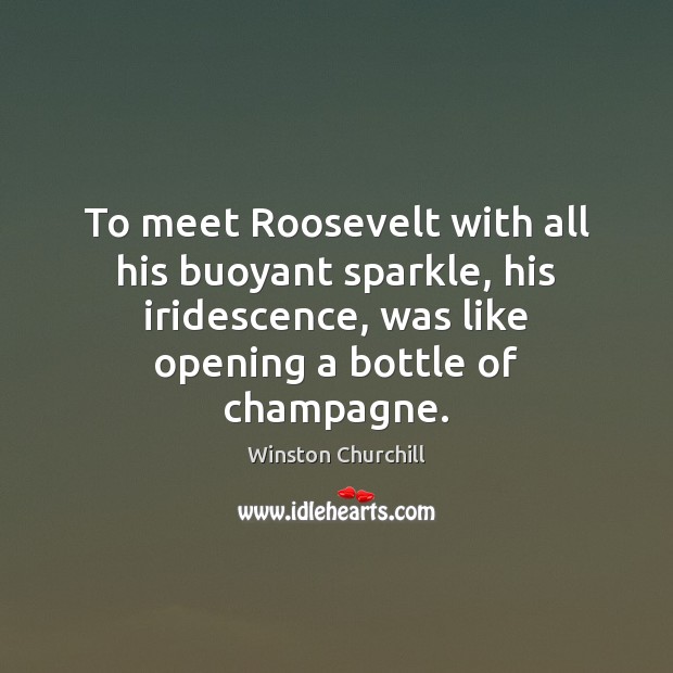 To meet Roosevelt with all his buoyant sparkle, his iridescence, was like 