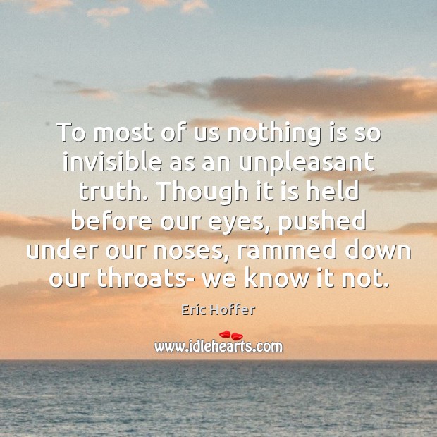 To most of us nothing is so invisible as an unpleasant truth. Image