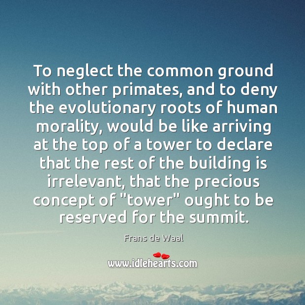 To neglect the common ground with other primates, and to deny the Image