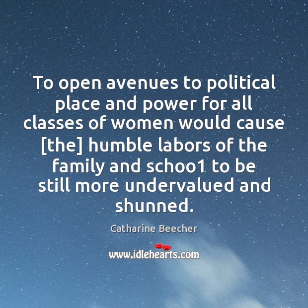 To open avenues to political place and power for all classes of Catharine Beecher Picture Quote