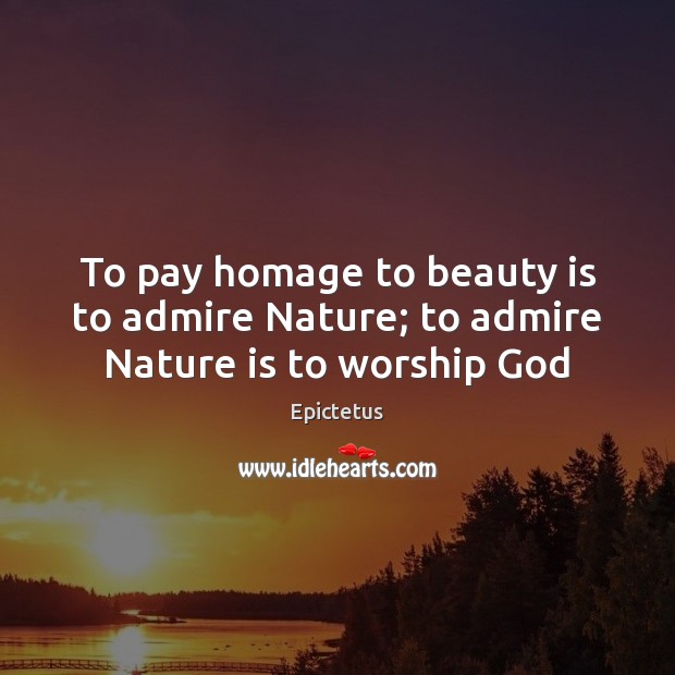 To pay homage to beauty is to admire Nature; to admire Nature is to worship God Epictetus Picture Quote