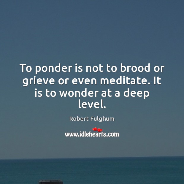 To ponder is not to brood or grieve or even meditate. It is to wonder at a deep level. Image