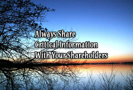 Always share critical information with your shareholders Image