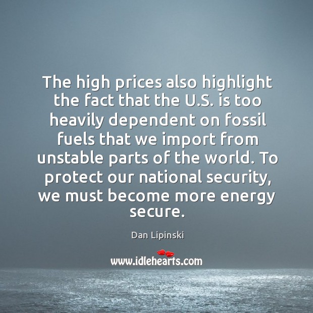 To protect our national security, we must become more energy secure. Dan Lipinski Picture Quote