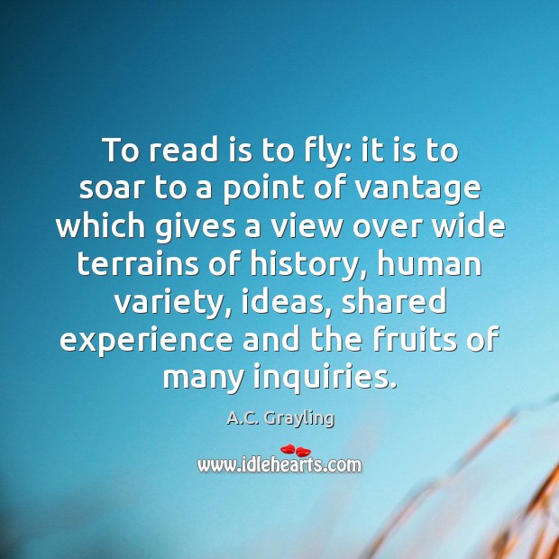 To read is to fly: it is to soar to a point A.C. Grayling Picture Quote