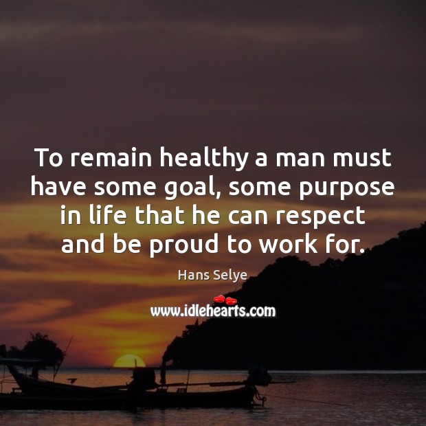 To remain healthy a man must have some goal, some purpose in Hans Selye Picture Quote