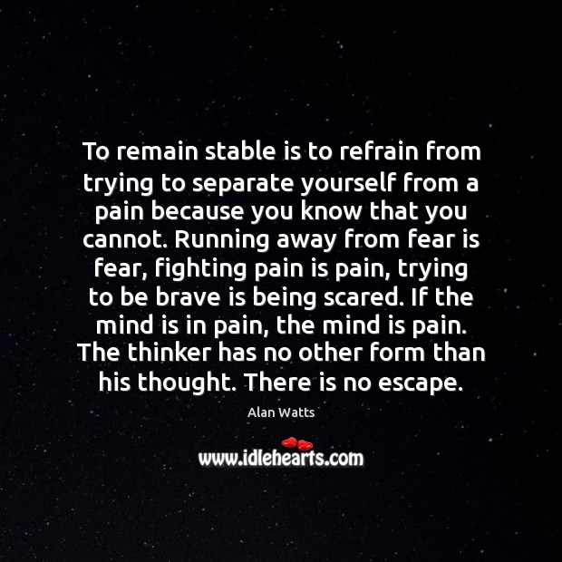 To remain stable is to refrain from trying to separate yourself from Pain Quotes Image