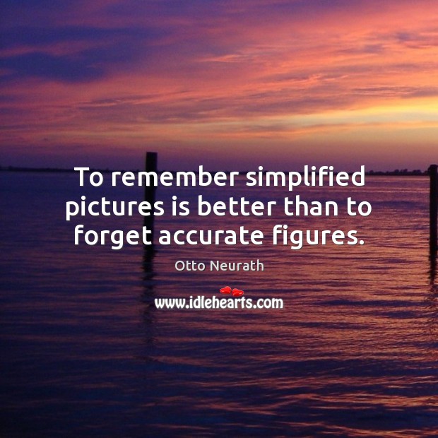 To remember simplified pictures is better than to forget accurate figures. Otto Neurath Picture Quote