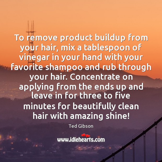 To remove product buildup from your hair, mix a tablespoon of vinegar Ted Gibson Picture Quote