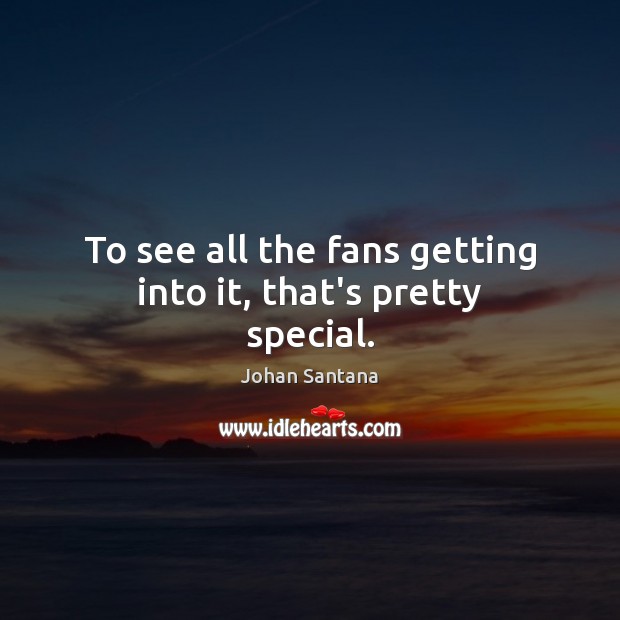 To see all the fans getting into it, that’s pretty special. Johan Santana Picture Quote