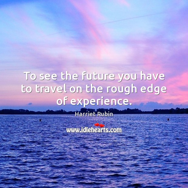 To see the future you have to travel on the rough edge of experience. Harriet Rubin Picture Quote
