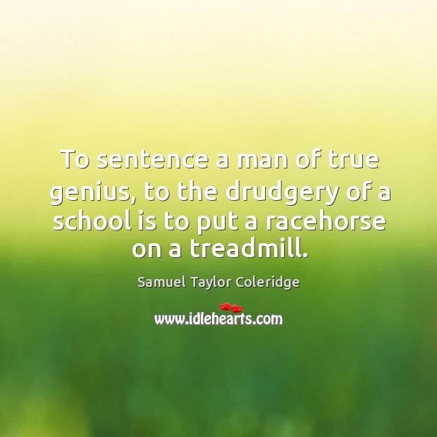 To sentence a man of true genius, to the drudgery of a school is to put a racehorse on a treadmill. School Quotes Image