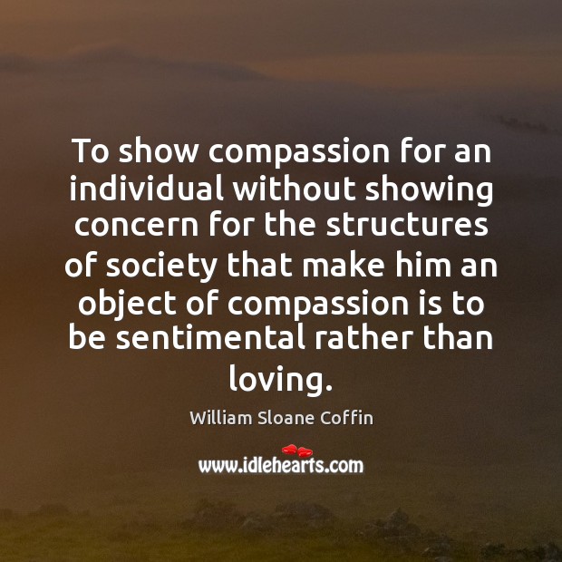 To show compassion for an individual without showing concern for the structures William Sloane Coffin Picture Quote