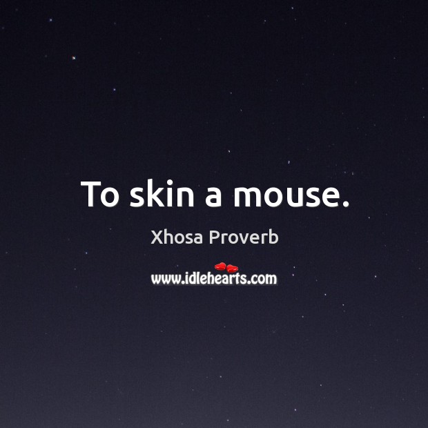 To skin a mouse. Xhosa Proverbs Image