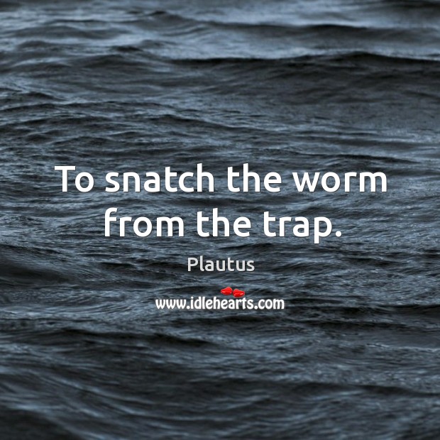 To snatch the worm from the trap. Image