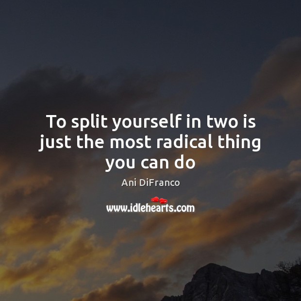 To split yourself in two is just the most radical thing you can do Ani DiFranco Picture Quote