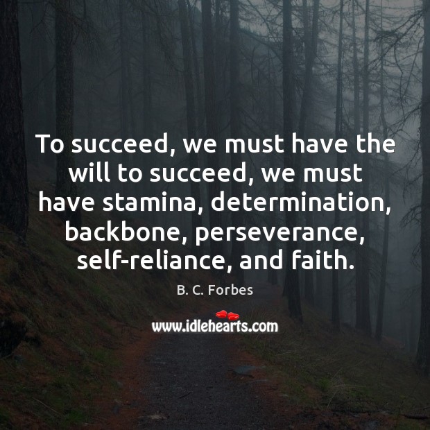 To succeed, we must have the will to succeed, we must have B. C. Forbes Picture Quote