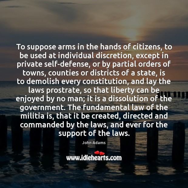 To suppose arms in the hands of citizens, to be used at Image