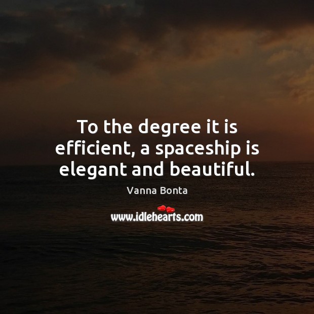 To the degree it is efficient, a spaceship is elegant and beautiful. Vanna Bonta Picture Quote