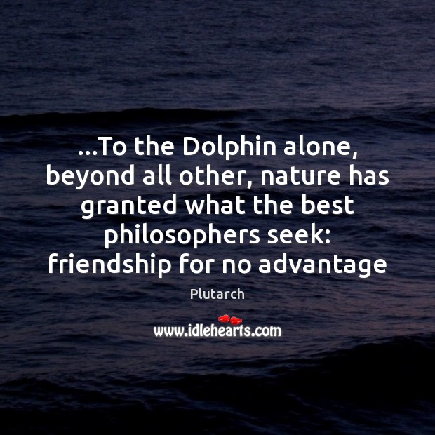 …To the Dolphin alone, beyond all other, nature has granted what the Image