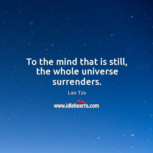 To the mind that is still, the whole universe surrenders. Image