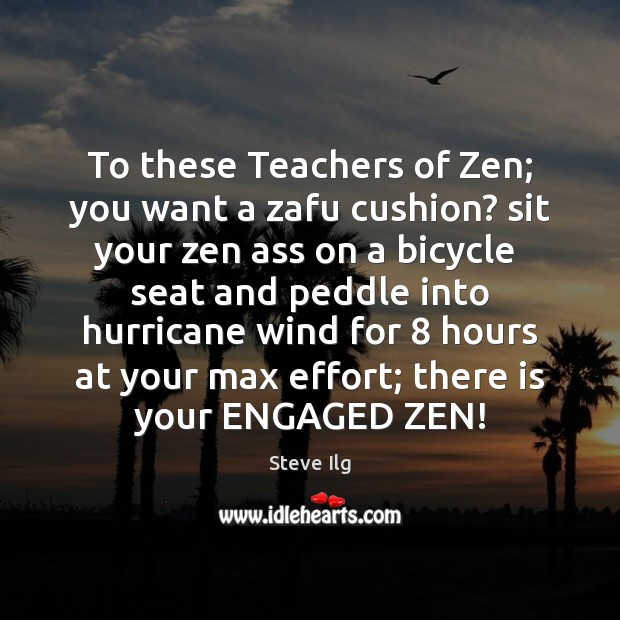 To these Teachers of Zen; you want a zafu cushion? sit your Steve Ilg Picture Quote
