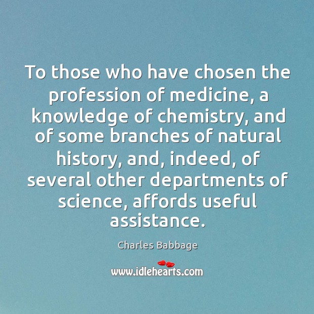 To those who have chosen the profession of medicine, a knowledge of chemistry Image