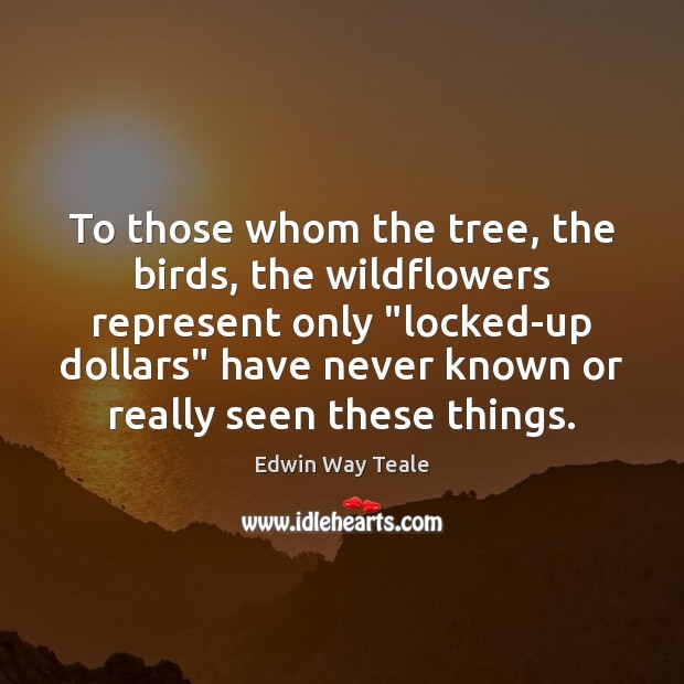 To those whom the tree, the birds, the wildflowers represent only “locked-up Image