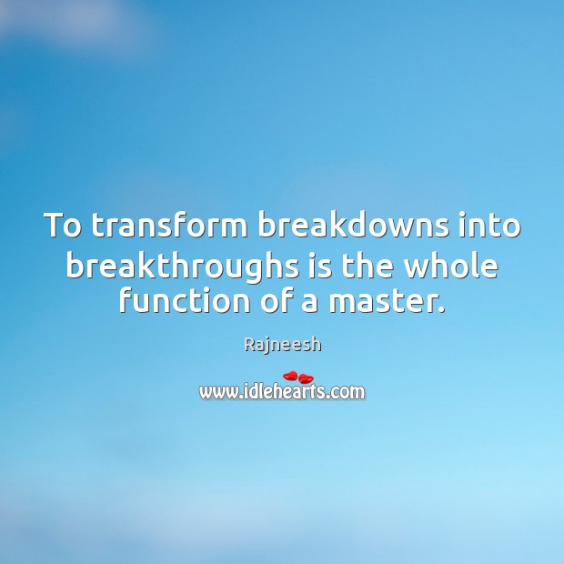 To transform breakdowns into breakthroughs is the whole function of a master. Image