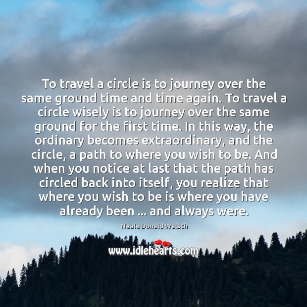 To travel a circle is to journey over the same ground time Image
