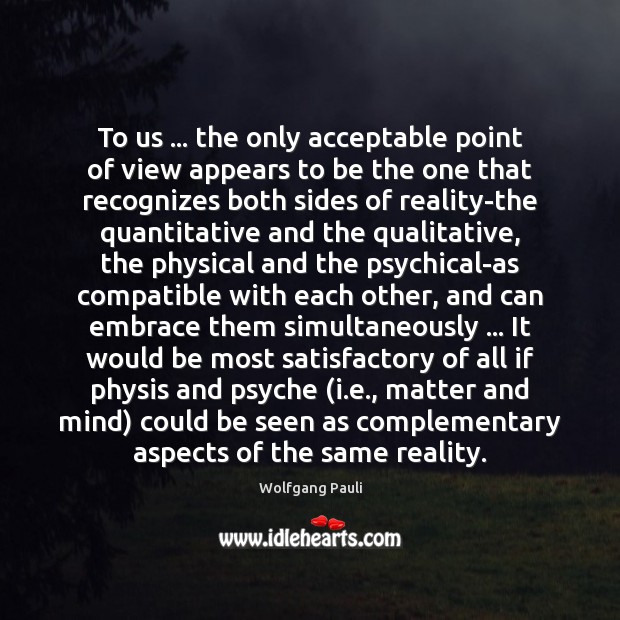 To us … the only acceptable point of view appears to be the Image