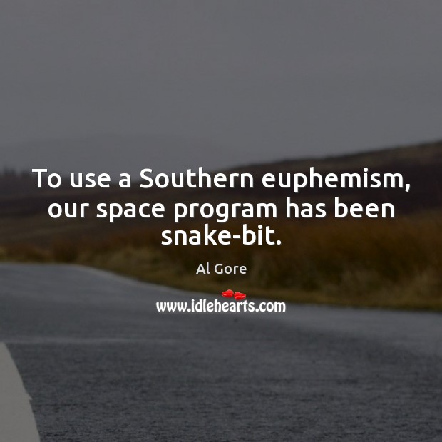 To use a Southern euphemism, our space program has been snake-bit. Al Gore Picture Quote