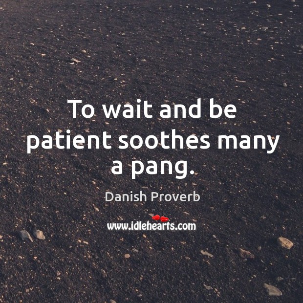 To wait and be patient soothes many a pang. Image
