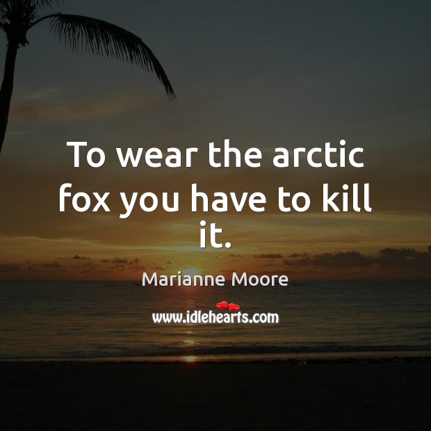 To wear the arctic fox you have to kill it. Marianne Moore Picture Quote