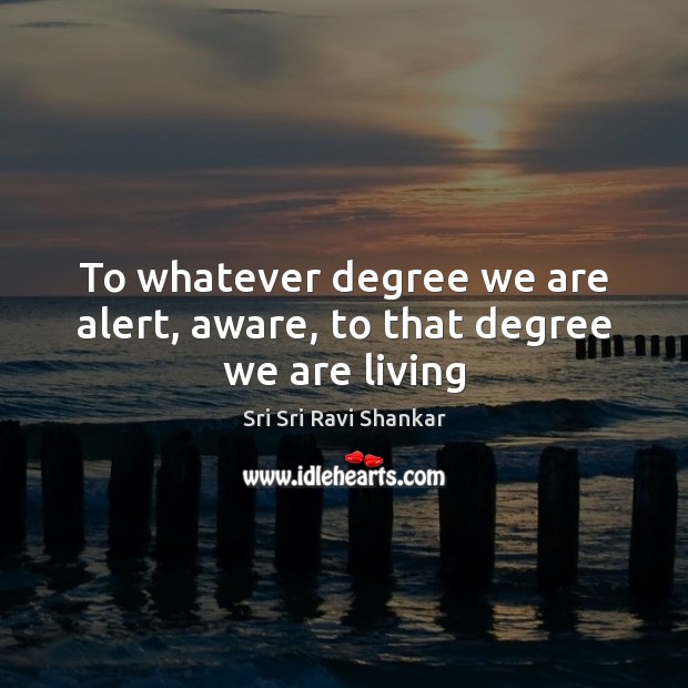 To whatever degree we are alert, aware, to that degree we are living Sri Sri Ravi Shankar Picture Quote