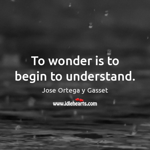 To wonder is to begin to understand. Jose Ortega y Gasset Picture Quote