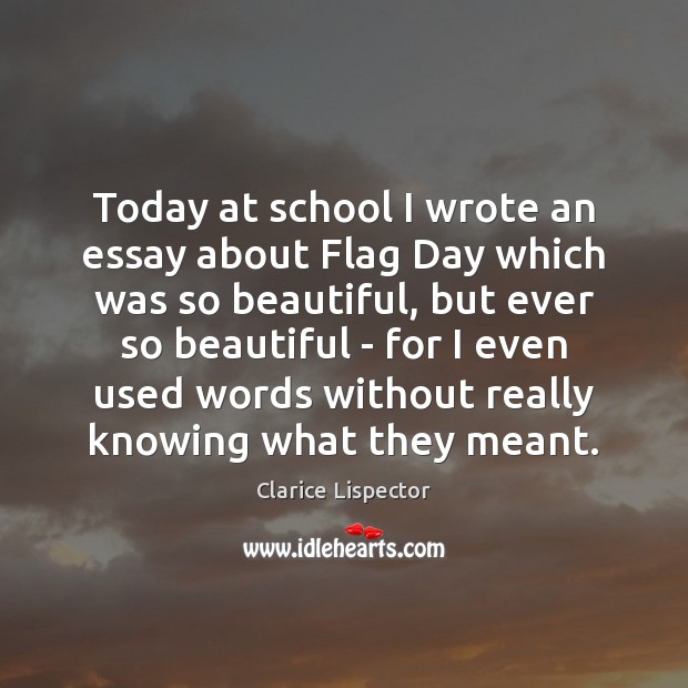 Today at school I wrote an essay about Flag Day which was Clarice Lispector Picture Quote